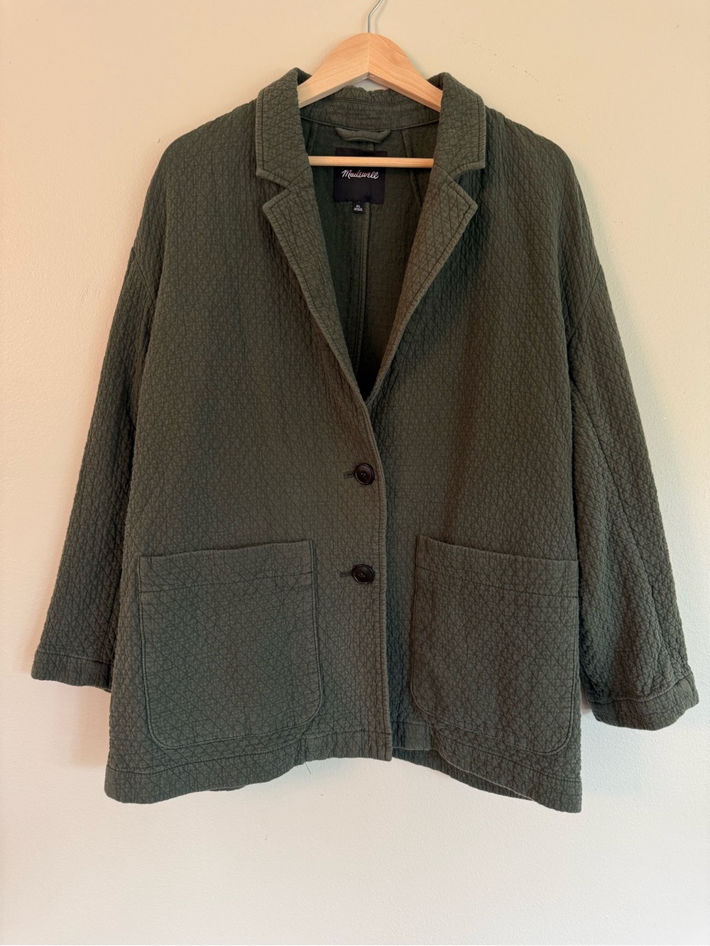 Madewell Diamond Jacquard Blazer Relaxed Green Quilted Jacket XL - Picture 2 of 9
